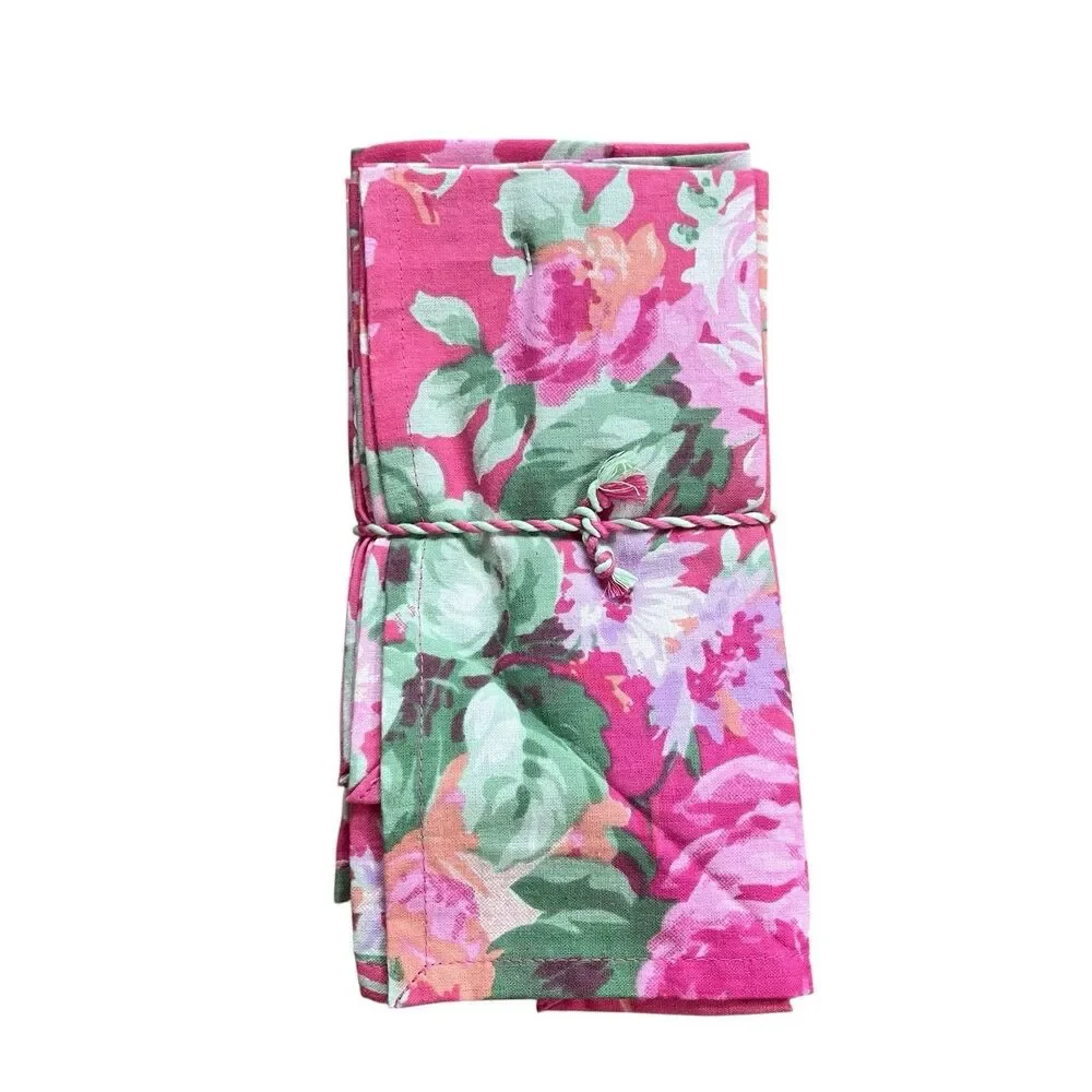 April Cornell Cottage Rose Tablecloth 60x120 Pink 12 Cloth Napkins 13 PC Floral